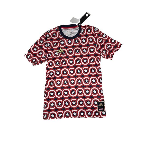 2023 New Adidas MLS x Marvel Preshi US Captain America AOP Soccer Jersey Small - Picture 7 of 10